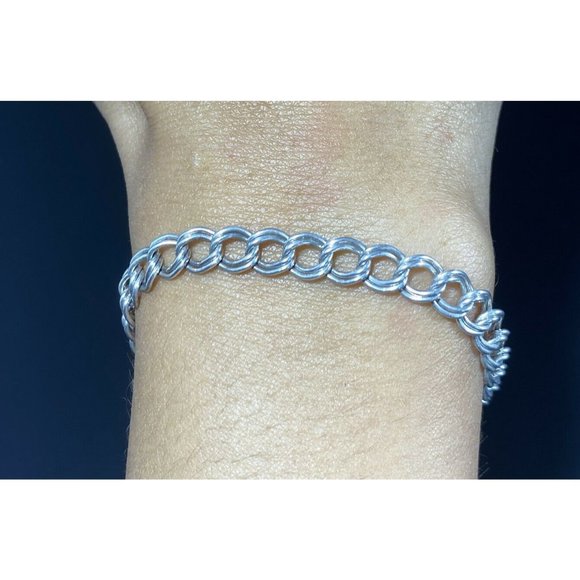 925 IJC Italy Double Link Bracelet Fine Lobster Claw Sterling - Picture 1 of 6